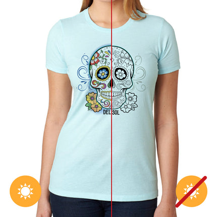 Delsol Day of the Dead T-Shirt in Ice Blue for Unisex - Size Small