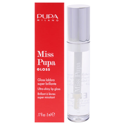 Miss Pupa Gloss Ultra-Shine Lip Gloss for Women - 0.17 oz Crystal Glass Lip Gloss by Pupa Milano