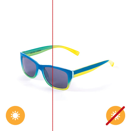 Kids Solize Hello Summer Blue and Yellow to Green Sunglasses by DelSol for Kids