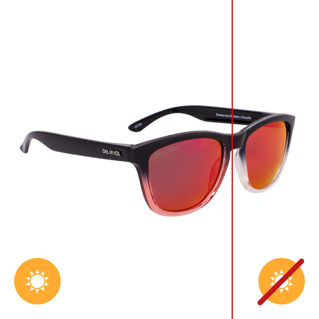 DelSol Solize Runaway Love Sunglasses - Black and Clear to Pink for Unisex