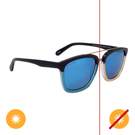 DelSol Solize Who Loves the Sun Sunglasses in Black and Clear to Blue for Unisex