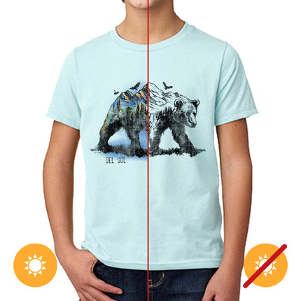 DelSol Kids Crew Tee - Bear Scene - Ice Blue for Boys and Girls - 1 Pc T-Shirt in Youth Large Size