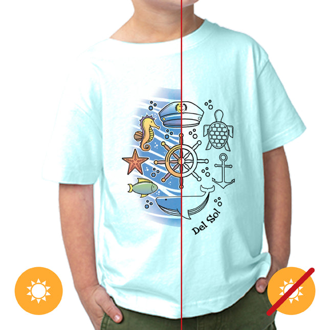 Kids Crew Tee - Sea Adventure by DelSol for Kids - 1 Pc T-Shirt (4T) - Fun and Color-changing Design