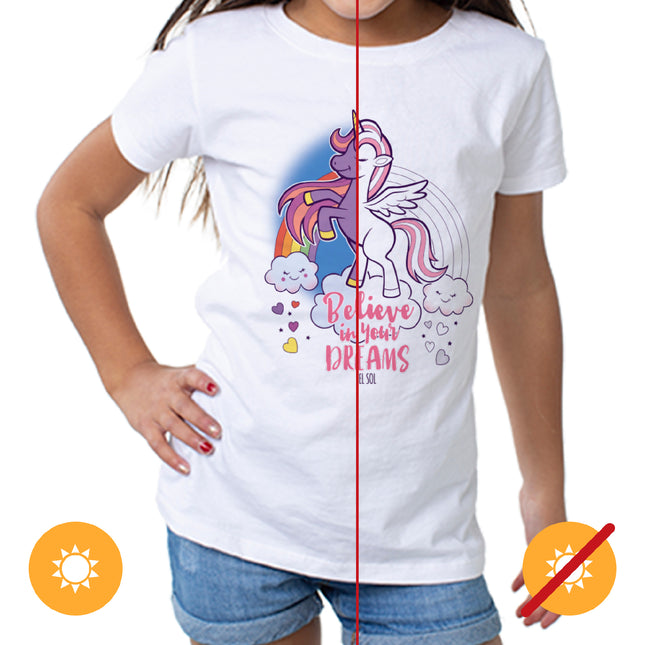 Kids Crew Tee - Believe - White by DelSol for Kids - 4T Size - Cute and Comfortable T-Shirt for Kids