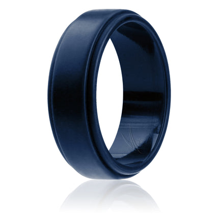 Silicone Wedding Ring for Men - Step Edge Style - Blue - 11 mm Ring by ROQ