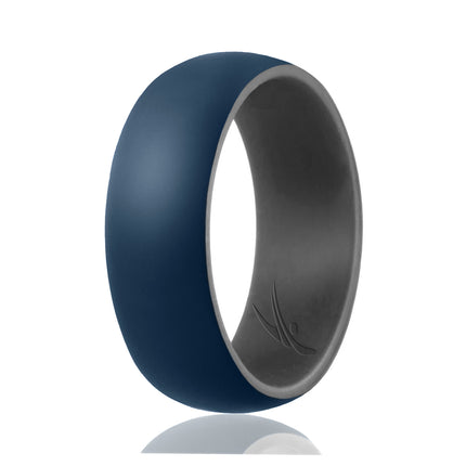 ROQ Silicone Wedding Ring - Duo Collection Dome Style - Grey-Blue for Men - 14 mm Ring