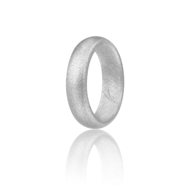 ROQ Silicone Wedding Ring: Dome Style Silver Band for Women - 4mm Width