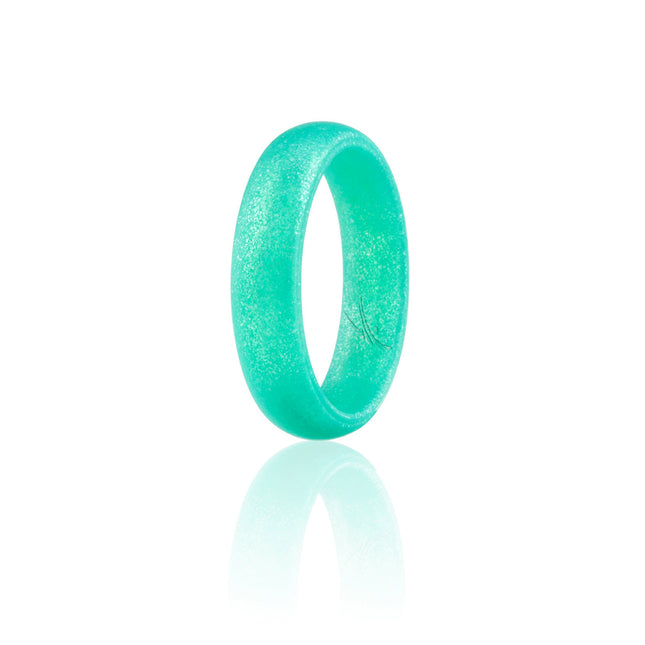Dome Style Metal Turquoise Silicone Wedding Ring for Women - 7mm Wide