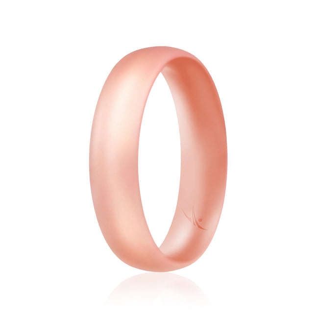 ROQ Silicone Wedding Ring - Dome Style Thin Comfort Fit - Rose Gold for Women - 4 mm Ring