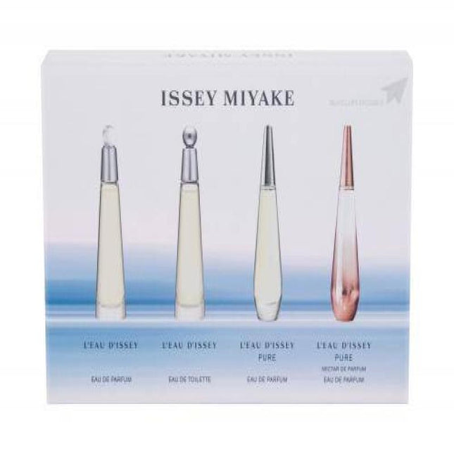 ISSEY MIYAKE 4 PCS MINI SET FOR WOMEN: ISSEY MIYAKE 0.12 OZ EAU DE TOILETTE + ISSEY MIYAKE 0.12 OZ EAU DE PARFUM + PURE 0.12 OZ EAU DE PARFUM + PURE NECTAR 0.12 OZ EAU DE PARFUM