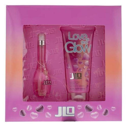 J LO LOVE AT FIRST GLOW 2 PCS SET: 1 OZ EAU DE TOILETTE SPRAY + 6.7 SHOWER GEL (WINDOW BOX)
