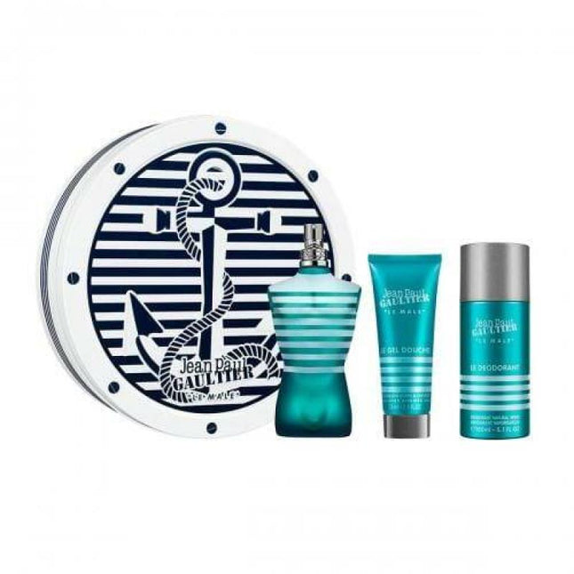 Jean Paul Gaultier Le Male 3 Pcs Set For Men: 4.2 Eau De Toilette Spray + 2.5 All Over Shower Gel + 5 Oz Deodorant Spray (Hard Box)