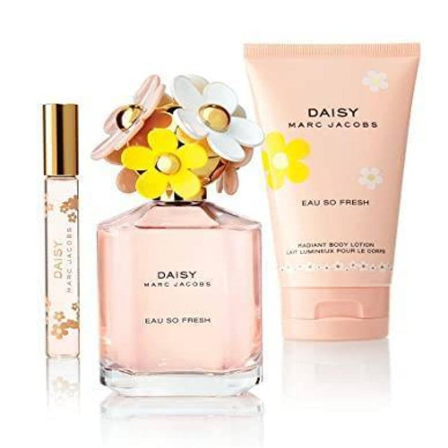 MARC JACOBS DAISY EAU SO FRESH 3 PCS SET: 4.25 EAU DE TOILETTE SPRAY + 2.5 BODY LOTION + 10 ML EAU DE TOILETTE SPRAY