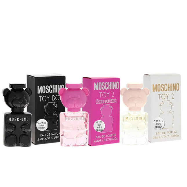 MOSCHINO 3 PCS TOY MINI SET: TOY BOY 5 ML EAU DE PARFUM + TOY 2 BUBBLE GUM 5 ML EAU DE TOILETTE + TOY 2 5 ML EAU DE PARFUM.