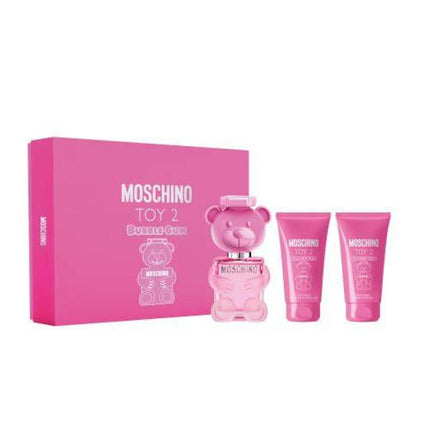 MOSCHINO TOY 2 BUBBLE GUM 3 PCS SET FOR WOMEN: 1.7 EDT + 1.7 B/L + 1.7 S/G