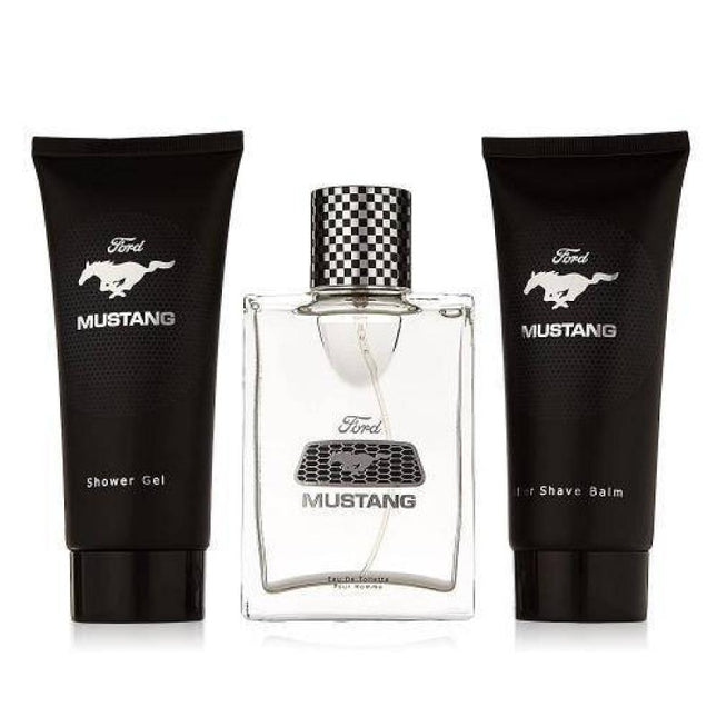 MUSTANG BLACK 3 PCS GIFT SET FOR MEN: 3.4 EDT SP + 3.4 S/G + 3.4 ASB