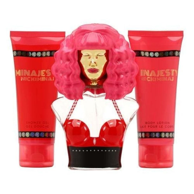 Nicki Minaj Minajesty 3 Pcs Set: 3.4 Eau De Parfum Spray + 3.4 Body Lotion + 3.4 Bath And Shower Gel (Window Box)