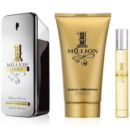 Paco Rabanne One Million Lucky 3 Pcs Set For Men: 3.4 Edt Sp + 0.34 Edt Sp + 3.4 S/G