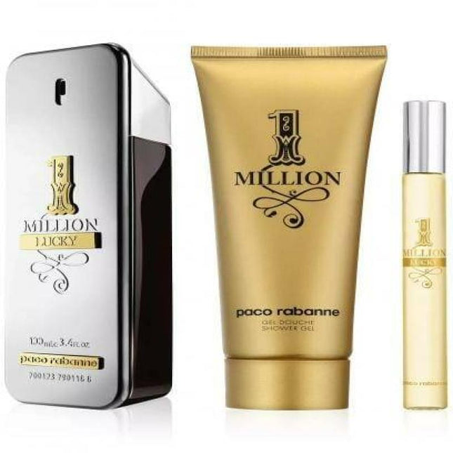 Paco Rabanne One Million Lucky 3 Pcs Set For Men: 3.4 Edt Sp + 0.34 Edt Sp + 3.4 S/G