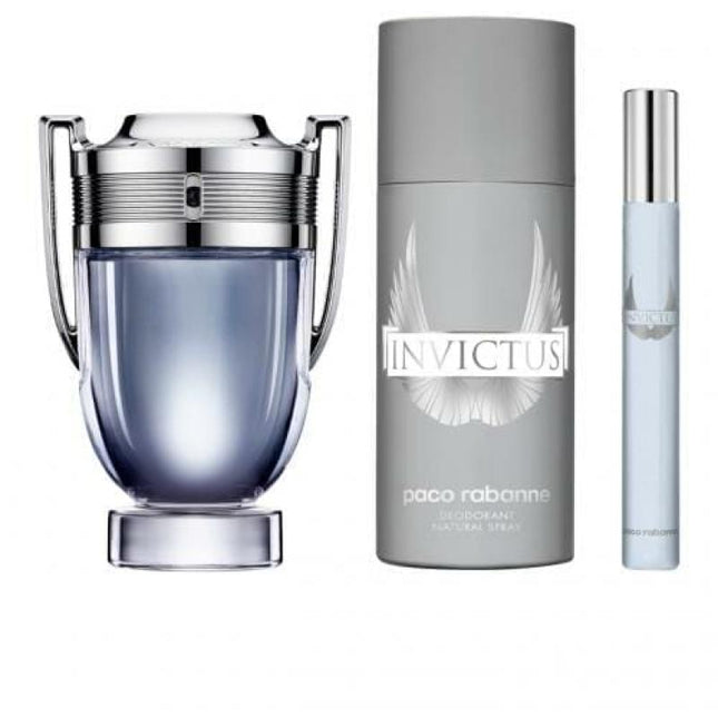 Paco Rabanne Invictus 3 Pcs Set For Men: 3.4 Edt Sp + 0.34 Edt Sp + 5.1 Deodorant Sp