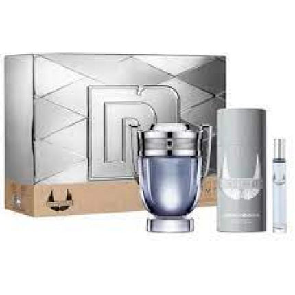 Paco Rabanne Invictus 3 Pcs Set For Men: 3.4 Edt Sp + 0.34 Edt Sp + 5.1 Deodorant Sp