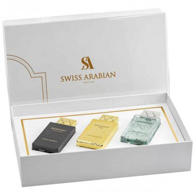 SWISS ARABIAN SHAGHAF 3 X 2.5 EDP SET: SHAGHAF OUD + SHAGHAF FOR MEN + SHAGHAF OUD ASWAD
