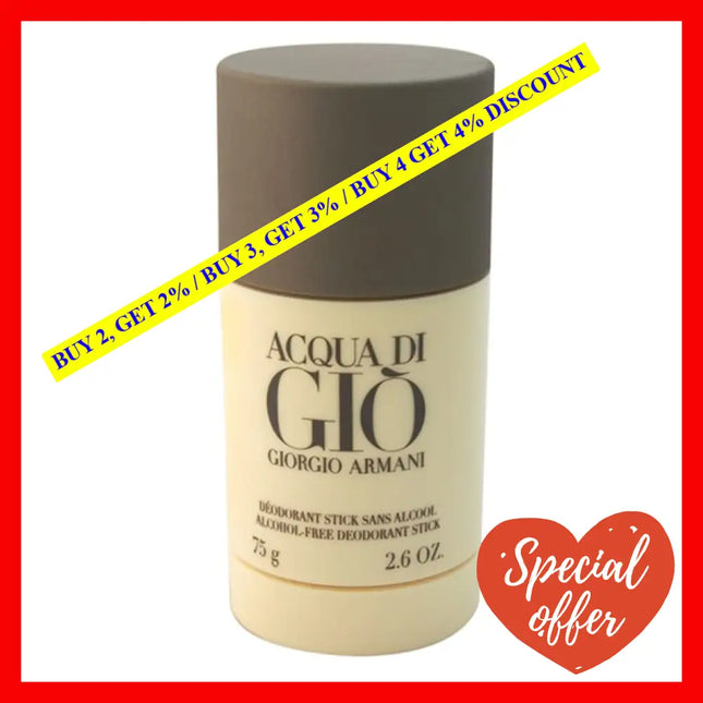Acqua Di Gio By Giorgio Armani For Men - 2.6 Oz Alcohol Free Deodorant Stick