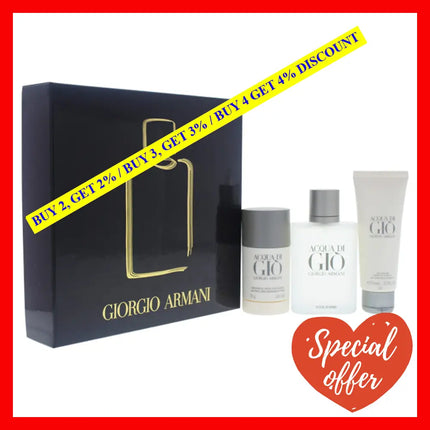 Acqua Di Gio By Giorgio Armani For Men - 3 Pc Gift Set 3.4Oz Edt Spray 2.6Oz Alcohol Free Deodorant