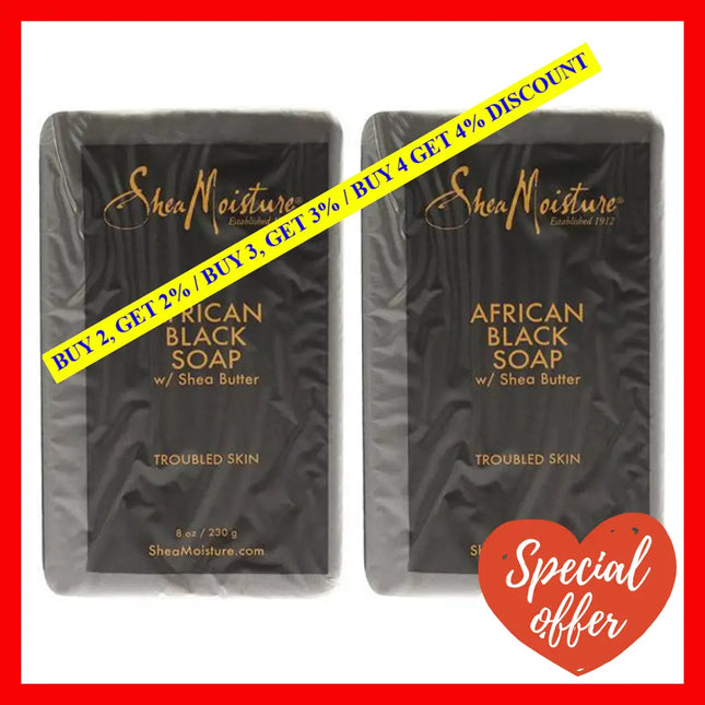 African Black Soap Bar Acne Prone And Troubled Skin By Shea Moisture For Unisex - 8 Oz Pack Of 2