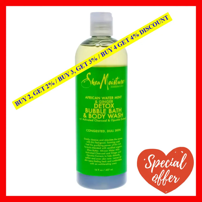 African Water Mint & Ginger Detox Bubble Bath Body Wash By Shea Moisture For Unisex - 16 Oz