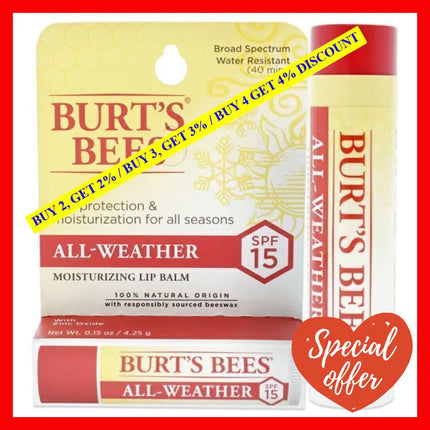 All-Weather Moisturizing Lip Balm Blister Spf 15 By Burts Bees For Unisex - 0.15 Oz