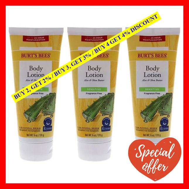 Aloe And Shea Butter Body Lotion By Burts Bees For Unisex - 6 Oz Pack Of 3