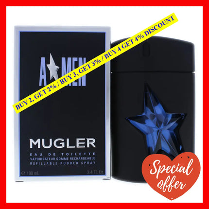 Angel By Thierry Mugler For Men - 3.4 Oz Edt Spray (Refillable Rubber Spray)