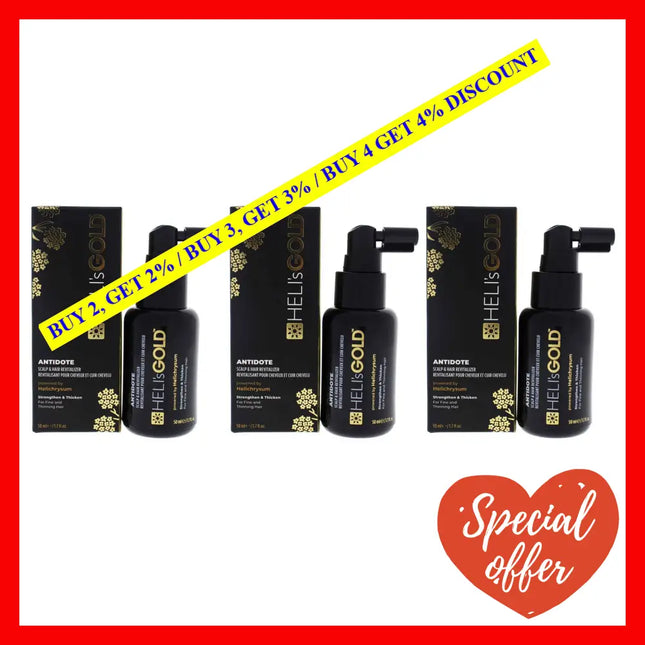 Antidote Scalp And Hair Revitalizer By Helis Gold For Unisex - 1.7 Oz Treatment Pack Of 3