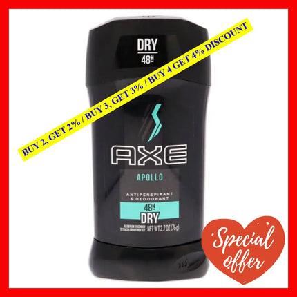 Apollo 48H Dry Antiperspirant And Deodorant Stick By Axe For Men - 2.7 Oz