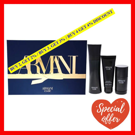 Armani Code By Giorgio For Men - 3 Pc Gift Set 4.2Oz Edt Spray 2.5Oz All Over Body Shampoo 2.6Oz