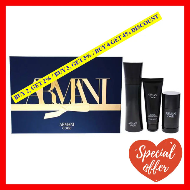 Armani Code By Giorgio For Men - 3 Pc Gift Set 4.2Oz Edt Spray 2.5Oz All Over Body Shampoo 2.6Oz