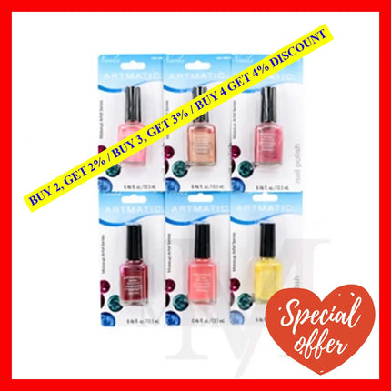Artmatic Mega Brilliance Nail Polish Collection 72 Pcs Assorted Colors 0.29 Oz Ea (8.5 Ml)