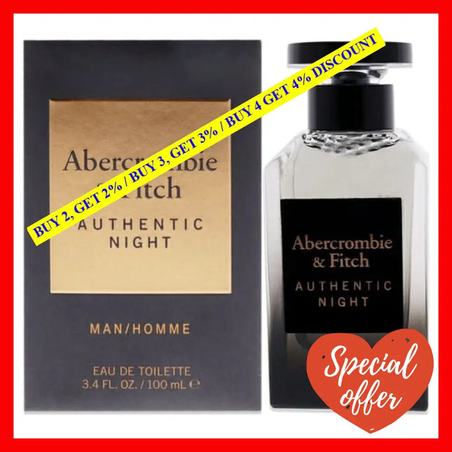 Authentic Night By Abercrombie And Fitch For Men - 3.4 Oz Edt Spray