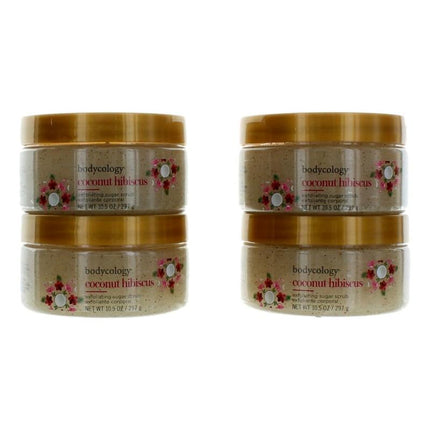 Coconut Hibiscus By Bodycology, 4 Pack Of 10.5 Oz Each Exfolianting Sugar Scrub For Women