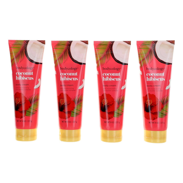 Coconut Hibiscus By Bodycology, 4 Pack 8 Oz Moisturizing Body Cream For Women