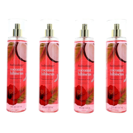 Coconut Hibiscus By Bodycology, 4 Pack 8 Oz Fragrance Mist For Women