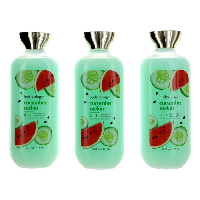 Cucumber Melon By Bodycology, 3 Pack 16 Oz 2 In 1 Body Wash &amp; Bubble Bath For Women