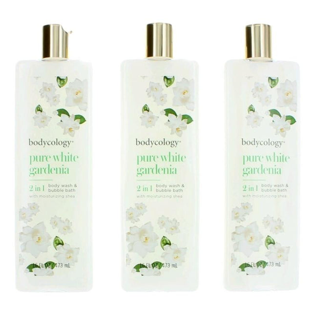 Pure White Gardenia By Bodycology, 3 Pack 16 Oz 2 In 1 Body Wash &amp; Bubble Bath For Women
