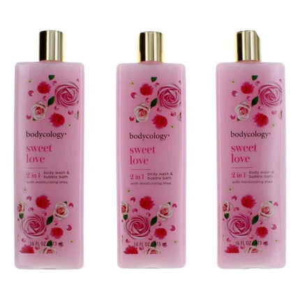 Sweet Love By Bodycology, 3 Pack 16 Oz 2 In 1 Body Wash &amp; Bubble Bath For Women