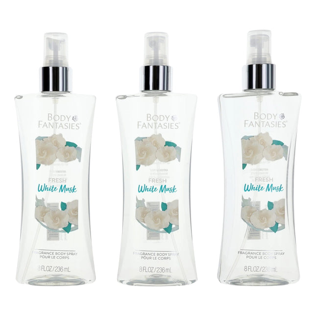 Fresh White Musk By Body Fantasies, 3 Pack 8 Oz Fragrance Body Spray For Women