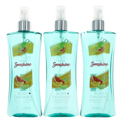 Pure Sunshine By Body Fantasies, 3 Pack 8 Oz Fragrance Body Spray For Women
