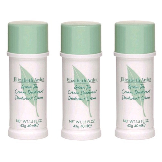 Green Tea By Elizabeth Arden, 3X1.5 Oz (4.5 Oz Total) Cream Deodorant For Women