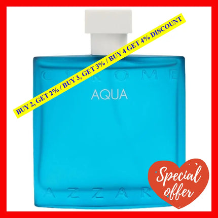 Azzaro Chrome Aqua Eau De Toilette For Men 3.4 Oz / 100 Ml