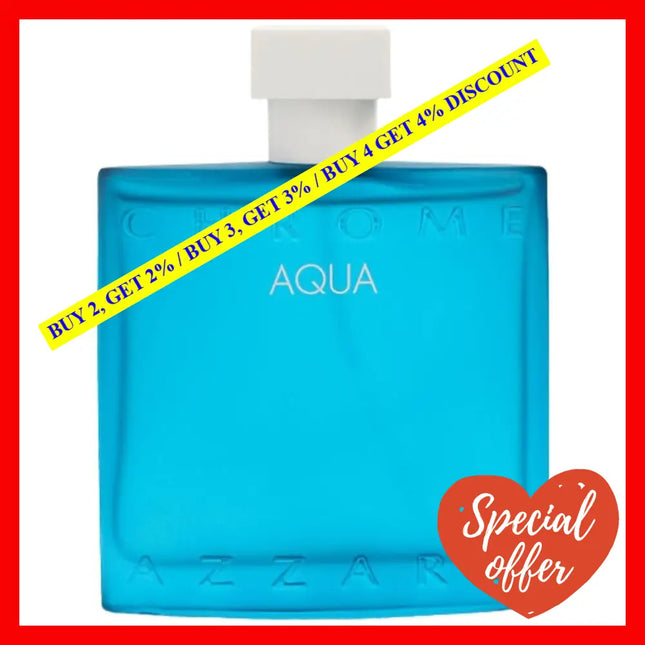 Azzaro Chrome Aqua Eau De Toilette For Men 3.4 Oz / 100 Ml